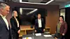 F.v. Erland Løkken (leder av NHO Byggenæringens forhandlingsdelegasjon), Iselin Bauer Seeberg (forhandlingsleder NHO Byggenæringen), Bjørn Lillebergen (mekler) og Hege Espe (forbundsleder Fellesforbundet). Foto: NHO Byggenæringen