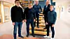 Geir Magnus Fenes (byggleder tekniske fag AF Gruppen), Arnt-Børge Jensen (assisterende prosjektleder AF Gruppen), Kenneth Svendsen (prosjektleder AF Gruppen), Einar Jørgensen (administrerende direktør Elektro Bodø) og Daniel Mathisen (totalteknisk prosjektleder). Foto: Elektro Bodø.