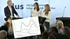 På Arendalsuka intervjuet Andreas Strømsheim-Aamodt fra NHO Elektro de to NTNU-studentene Kristine J.V. Moen og Synne Lefdal (lengst ti høyre) som hadde analysert strømforbruket etter at Norgespris ble innført.