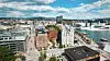 Det nye kontorbygget ( nederst til høyre i bildet) A4 Fiskebrygga i Oslo sentrum. Illustrasjon A-Lab.