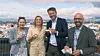 Direktør i Klimaetaten, Heidi Sørensen, byråd for miljø og samferdsel Marit Vea, byrådsleder Eirik Lae Solberg og prosjektutviklingsdirektør i Entra Per Ola Ulseth er strålende fornøyde med kommunens nye sol-satsning. Foto: Magnus Lundstein