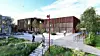Solsiden er et nytt bo- og aktivitetssenter i Rana kommune, og skal samle flere helse- og omsorgstjenester i ett senter. Illustrasjon: PIR2 AS og Praksis arkitekter