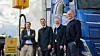 SNART 100 LADESTASJONER: F.v. Carl-Erik Kullmann i Enova, klima- og miljøminister Andreas Bjelland Eriksen, samferdselsminister Jon-Ivar Nygård og kjedesjef Øyvind Andreassen i St1, ved ladestasjonen på Nebbenes. Dette er en av snart 100 ladestasjoner for elektrisk lastebil i Norge. Foto: Benjamin A. Ward/St1